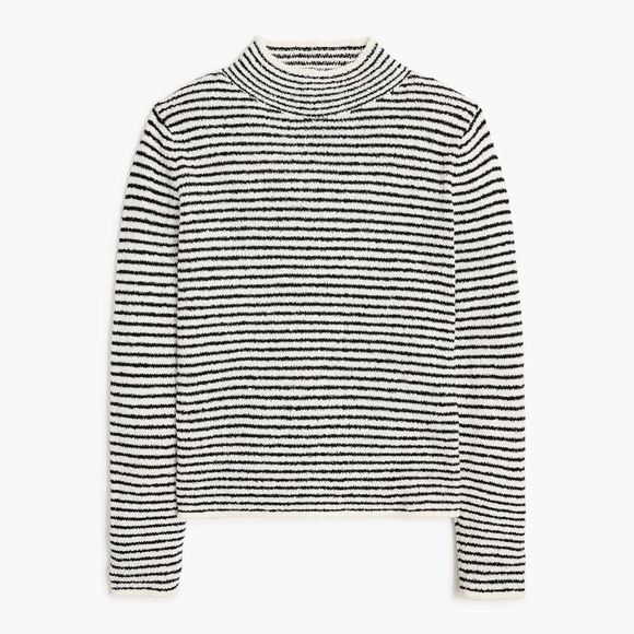 New JCREW Size M Striped Mockneck Pullover Sweater Ink Blue Stripe $89 CC693 - Picture 1 of 2